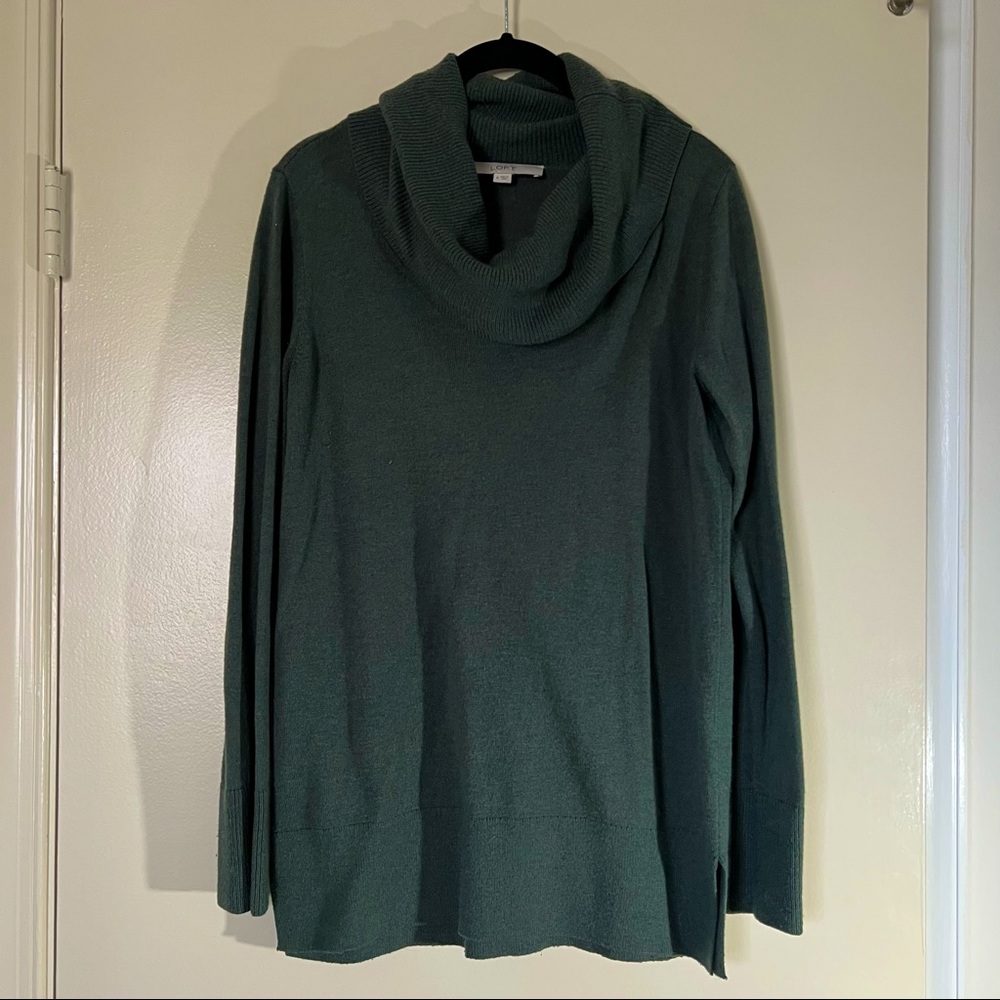 LOFT Green Cowl Neck Sweater